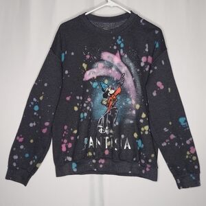Urban Outfitters Disney Fantasia Tye Dye Sweatshirt Women Medium Gray Mickey 80s
